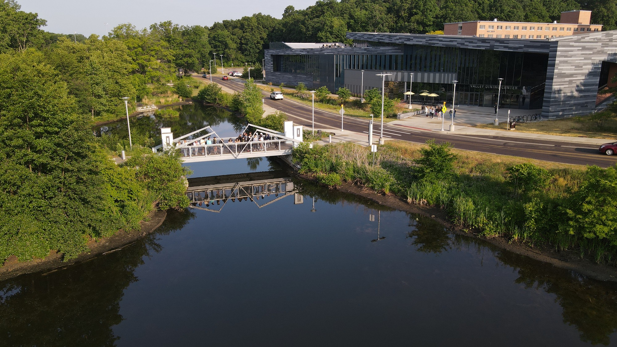Aerial view – bridge and dining centre
