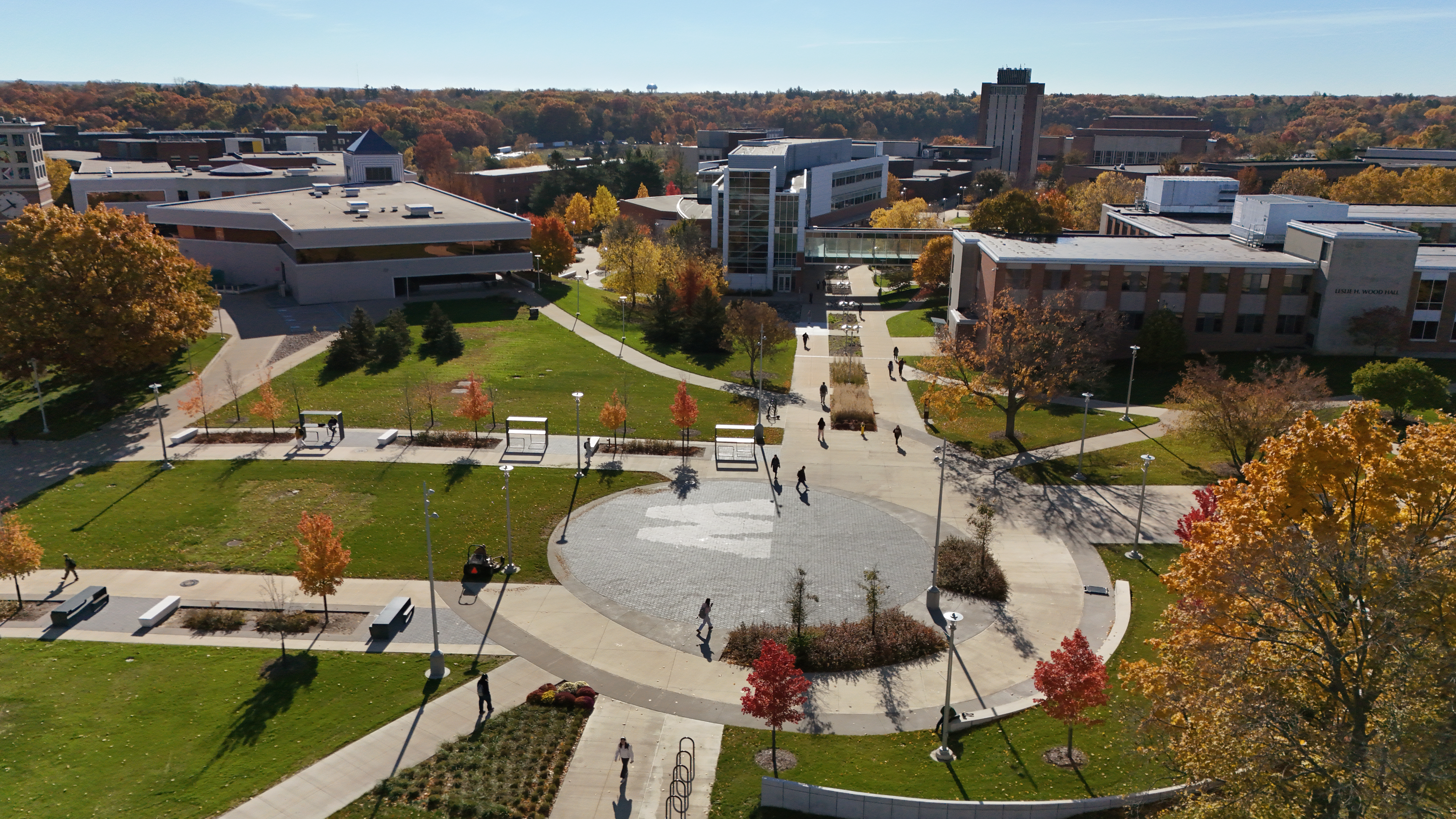 WMU campus aerial – central walkway