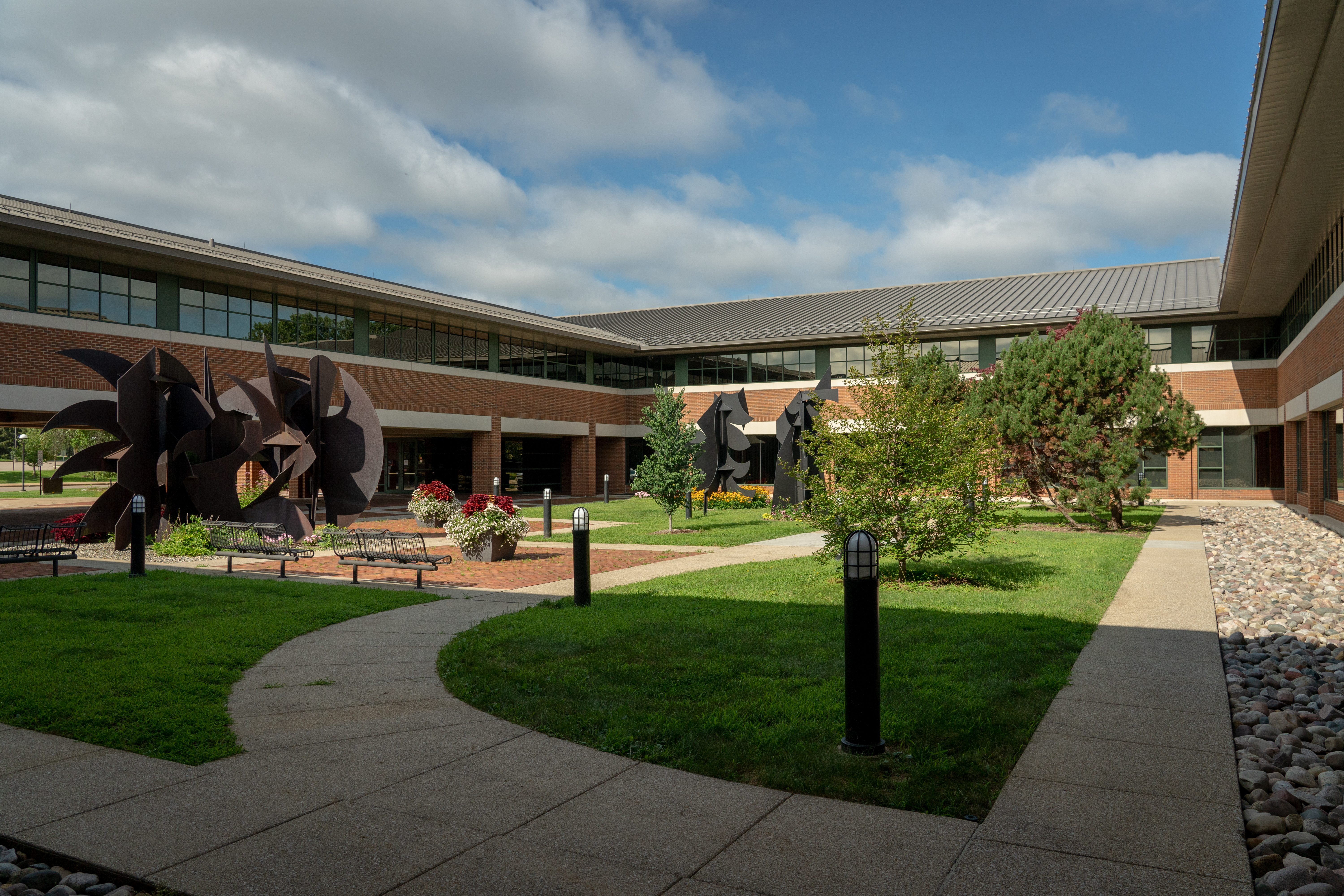 WMU courtyard with sculptures
